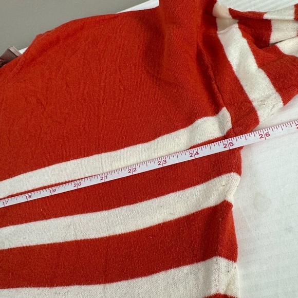 Coastal Preppy Striped Red White French Girl Sweater XL Back Buttons Lightweight - Picture 5 of 8
